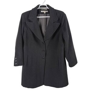 Vtg Larry Levine Women's Charcoal Gray Wool Blend Winter Coat Size 24 Classic